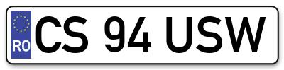 Placuta inmatriculare numar auto  CS-94-USW, CS 94 USW, CS94USW
