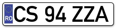 Placuta inmatriculare numar auto  CS-94-ZZA, CS 94 ZZA, CS94ZZA