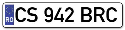 Placuta inmatriculare numar auto  CS-942-BRC, CS 942 BRC, CS942BRC