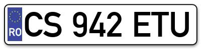Placuta inmatriculare numar auto  CS-942-ETU, CS 942 ETU, CS942ETU
