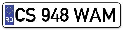 Placuta inmatriculare numar auto  CS-948-WAM, CS 948 WAM, CS948WAM