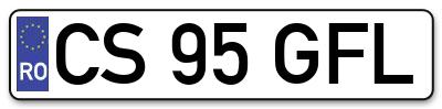 Placuta inmatriculare numar auto  CS-95-GFL, CS 95 GFL, CS95GFL