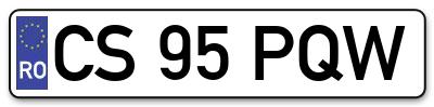 Placuta inmatriculare numar auto  CS-95-PQW, CS 95 PQW, CS95PQW