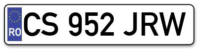 Placuta inmatriculare numar auto  CS-952-JRW, CS 952 JRW, CS952JRW