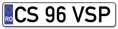 Placuta inmatriculare numar auto  CS-96-VSP, CS 96 VSP, CS96VSP