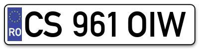 Placuta inmatriculare numar auto  CS-961-OIW, CS 961 OIW, CS961OIW