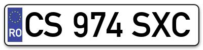 Placuta inmatriculare numar auto  CS-974-SXC, CS 974 SXC, CS974SXC