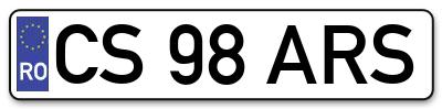 Placuta inmatriculare numar auto  CS-98-ARS, CS 98 ARS, CS98ARS