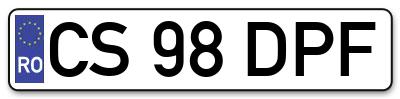 Placuta inmatriculare numar auto  CS-98-DPF, CS 98 DPF, CS98DPF