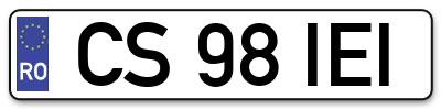 Placuta inmatriculare numar auto  CS-98-IEI, CS 98 IEI, CS98IEI