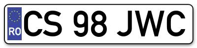 Placuta inmatriculare numar auto  CS-98-JWC, CS 98 JWC, CS98JWC