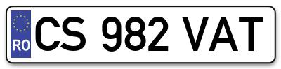 Placuta inmatriculare numar auto  CS-982-VAT, CS 982 VAT, CS982VAT