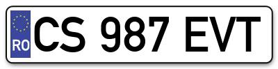 Placuta inmatriculare numar auto  CS-987-EVT, CS 987 EVT, CS987EVT