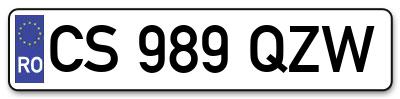 Placuta inmatriculare numar auto  CS-989-QZW, CS 989 QZW, CS989QZW