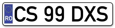 Placuta inmatriculare numar auto  CS-99-DXS, CS 99 DXS, CS99DXS