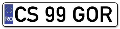 Placuta inmatriculare numar auto  CS-99-GOR, CS 99 GOR, CS99GOR