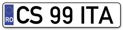Placuta inmatriculare numar auto  CS-99-ITA, CS 99 ITA, CS99ITA
