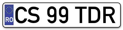Placuta inmatriculare numar auto  CS-99-TDR, CS 99 TDR, CS99TDR