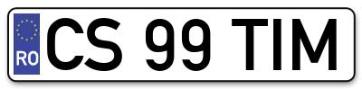 Placuta inmatriculare numar auto  CS-99-TIM, CS 99 TIM, CS99TIM