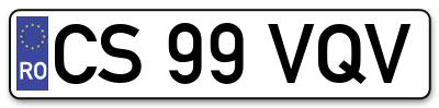 Placuta inmatriculare numar auto  CS-99-VQV, CS 99 VQV, CS99VQV