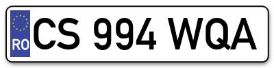 Placuta inmatriculare numar auto  CS-994-WQA, CS 994 WQA, CS994WQA
