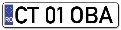 Placuta inmatriculare numar auto  CT-01-OBA, CT 01 OBA, CT01OBA