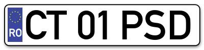 Placuta inmatriculare numar auto  CT-01-PSD, CT 01 PSD, CT01PSD