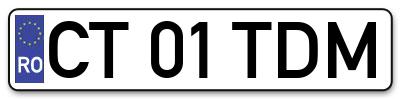 Placuta inmatriculare numar auto  CT-01-TDM, CT 01 TDM, CT01TDM