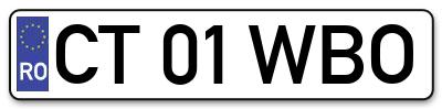 Placuta inmatriculare numar auto  CT-01-WBO, CT 01 WBO, CT01WBO