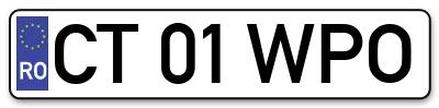 Placuta inmatriculare numar auto  CT-01-WPO, CT 01 WPO, CT01WPO
