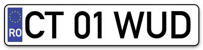 Placuta inmatriculare numar auto  CT-01-WUD, CT 01 WUD, CT01WUD