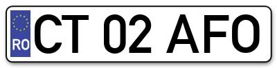 Placuta inmatriculare numar auto  CT-02-AFO, CT 02 AFO, CT02AFO