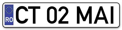 Placuta inmatriculare numar auto  CT-02-MAI, CT 02 MAI, CT02MAI