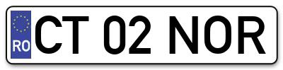 Placuta inmatriculare numar auto  CT-02-NOR, CT 02 NOR, CT02NOR