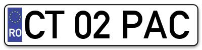 Placuta inmatriculare numar auto  CT-02-PAC, CT 02 PAC, CT02PAC