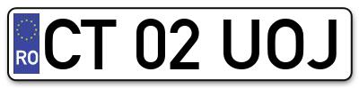 Placuta inmatriculare numar auto  CT-02-UOJ, CT 02 UOJ, CT02UOJ