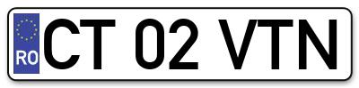 Placuta inmatriculare numar auto  CT-02-VTN, CT 02 VTN, CT02VTN