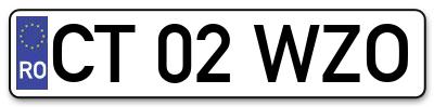Placuta inmatriculare numar auto  CT-02-WZO, CT 02 WZO, CT02WZO