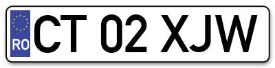 Placuta inmatriculare numar auto  CT-02-XJW, CT 02 XJW, CT02XJW