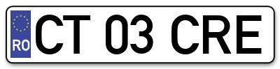Placuta inmatriculare numar auto  CT-03-CRE, CT 03 CRE, CT03CRE