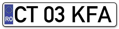 Placuta inmatriculare numar auto  CT-03-KFA, CT 03 KFA, CT03KFA