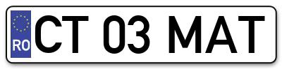 Placuta inmatriculare numar auto  CT-03-MAT, CT 03 MAT, CT03MAT
