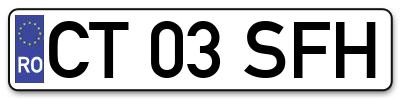 Placuta inmatriculare numar auto  CT-03-SFH, CT 03 SFH, CT03SFH