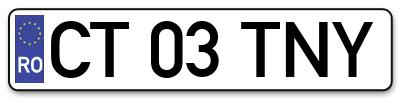 Placuta inmatriculare numar auto  CT-03-TNY, CT 03 TNY, CT03TNY