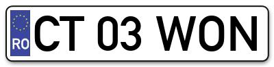 Placuta inmatriculare numar auto  CT-03-WON, CT 03 WON, CT03WON