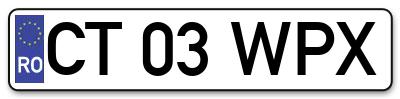 Placuta inmatriculare numar auto  CT-03-WPX, CT 03 WPX, CT03WPX