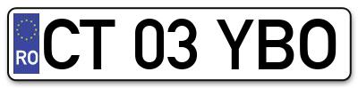 Placuta inmatriculare numar auto  CT-03-YBO, CT 03 YBO, CT03YBO