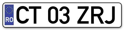 Placuta inmatriculare numar auto  CT-03-ZRJ, CT 03 ZRJ, CT03ZRJ