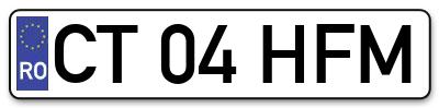 Placuta inmatriculare numar auto  CT-04-HFM, CT 04 HFM, CT04HFM