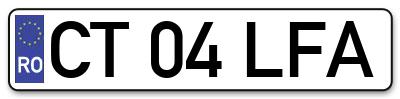 Placuta inmatriculare numar auto  CT-04-LFA, CT 04 LFA, CT04LFA